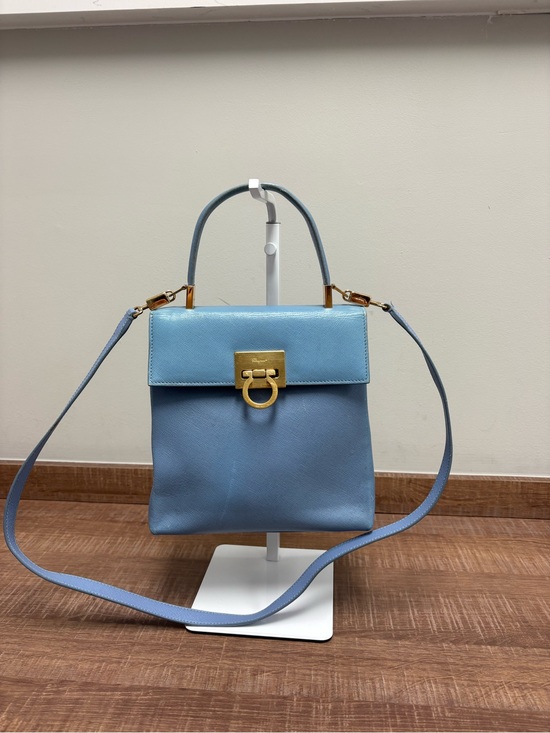 Salvatore Ferragamo Handbags - Salvatore Ferragamo Gancini Saffiano leather Top-Handle Shoulder bag with COA